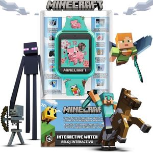 Minecraft Kids Smart Watch with Touchscreen Display, 10 Watch Faces, Games, Camera, Alarm, Timer, Step Counter & Calculator – Fun Interactive Learning Watch for Boys & Girls, Fits Wrist Sizes 5.5"-8",