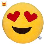 Emoji Heart Eyes Face Emoticon Cushion Stuffed Plush Soft Pillow, Official Certified, EvZ 32cm Yellow