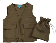 Boys Khaki Olive Brown Explorer Vest & Toy Bag Set Size 5-8 Years