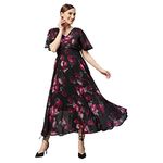 rare Women's Georgette Fit and Flare Maxi Dress (EP6006_Black_XL)