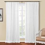 TWOPAGES White Pinch Pleat Curtain for Living Room 108 Inch Length, Double Layer Room Darkening Linen Look Window Curtain Panel, Privacy Drape with for Bedroom (1 Panel)