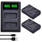 Tectra 2-Pack EN-EL14 EN-EL14a Battery & Dual LED Charger for Nikon D3400 D3300 D3500 D3200 D3100 D5600 D5500 D5300 D5200 D5100 Df Coolpix P7800 P7700 P7200 P7100 P7000