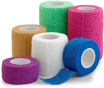 6 Pack, Self Adherent Cohesive Tape - 1” 2" 3" x 5 Yards Combo Pack, Self Adhesive Bandage Rolls & Sports Athletic Wrap for Ankle, Wrist, Sprains and Swelling, Vet Wraps in Neon Colors -