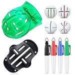 Geeorzo Golf Ball Line Drawing Marking Alignment Kits, 2 Pack Golf Ball Liner Template and 4 Pieces Golf Ball Markers (2 Pack)