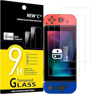 NEW'C 3 Pack Designed for Nintendo Switch Screen Protector Tempered Glass, Case Friendly Anti Scratch Bubble Free Ultra Resistant