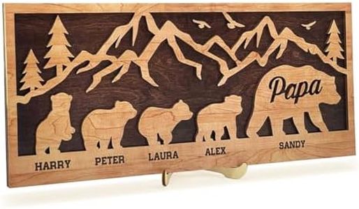 Dad Gifts Personalized Papa Bear Wood Sign, Custom Dad Sign Plaque, Wooden Table Decor for Home Decor, Gifts for Father's Day Christmas Birthday from Son Daughter