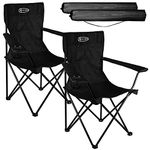 ACTIVE FOREVER Folding Camping Chairs Set of 2, Outdoor Portable Garden Folding Camp Chair with Cup Holder, Comfortable Beach Chair for Camping, Fishing, Parties, Barbecue - Black