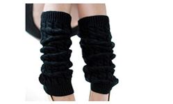 1 Pair Knit Winter Thermal Warm Leg Warmers-Long Socks Boot Cuffs Topper Legging Pads For Women Lady Girls Best Xmas Gift (Black)