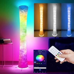 WORLD WIN Smart Led Floor Lamps, RGB Color Changing with APP & Remote Control, 62 Inch DIY Mode Music Sync Standing Modern Corner Lamp Decor for Living Room Bedroom Game, 1 Piece