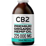 CB2 HEMP OIL - 225,000mg Extra Strength [Organic / 240mL / 8oz] | All Natural Pain Relief, Anti-Inflammatory, Tension & Stress Relief, Enhanced Sleep | Enhanced with CB2 Extract + Omega 3 + GLA | Certified Organic, Non-GMO | Made in Canada