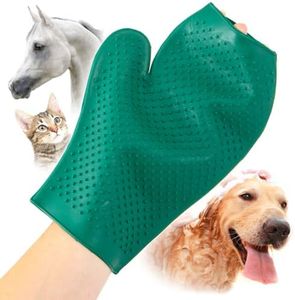 Jeffers Groomit Rubber Grooming Glove, Green - Durable Pet & Horse Grooming Tool, Removes Shedding Hair, Massage & Groom Cats, Dogs, Horses, Flexible Design, Easy to Clean, Gifts for Pet Owners