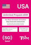 USA SIM Card for Travel to the USA. PrePaid. T-Mobile network with Unlimited Data, Calls and Texts. New Upgraded 5G SIM Card! (30 Day eSIM)