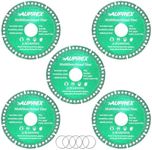 AUPREX 5 Pack 4 Inch Indestructible Disc for Grinder, 7/8" Arbor Angle Grinder Diamond Cutting Disc, Cut Everything in Seconds, Multifunctional Cutting Blade for Various Materials-Green