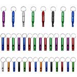 JUMRHFAN 36 PCS Extra Loud Aluminum Whistle with Key Chain, 3 Sizes Emergency Situations Survival Whistle Key Ring for Sports Running Training Camping Hiking Outdoor Multiple Colors