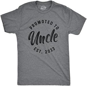 Mens Promoted to Uncle 2023 Tshirt Funny New Baby Family Graphic Tee Mens Funny T Shirts Dad Joke T Shirt for Men Funny Uncle T Shirt Novelty Tees for Men Dark Grey L