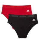 adidas Women's Comfort Flex Scoop Cotton Bikini Set Style Underwear, Black/Vivid Red, M (Pack of 2)