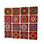 Shiv Kripa Blue Pottery Home Decorative Ceramic Wall Hanging Tile Design Flooring Tiles Floral Kitchen Washroom Mosaic Furniture Tile Handmade Backsplash 3 x 3 Inches (Pack of 20 Tile, Multicolor)