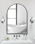 TinyTimes 26"x38" Arched Wall Mirror, Vanity Mirror, with Metal Frame, for Bathroom, Bedroom, Entryway, Modern & Contemporary Wall Mirror - Black
