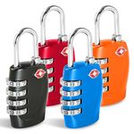 CFMOUR TSA Suitcase Locks - 1, 2, 3, 4, 5, 6 Pack 4-Dial Security Travel Combination Padlock for Suitcases Luggage Case Bag Code Lock - Black&Blue&Red&Orange (Pack of 4)