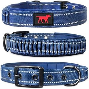 Heavy Duty Dog Collar with Handle | Ballistic Nylon Heavy Duty Collar | Padded Reflective Dog Collar with Adjustable Stainless Steel Hardware | Convenient Sizing for All Breeds