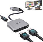 WAVLINK USB-C to Dual HDMI Adapter, USB C Hub with 87W PD+Dual 4K30HZ Display, Multi Monitor Converter for Thunderbolt 3,MacBook, iPad Pro and More, Compatible with Windows, Mac OS, Linux, iPad