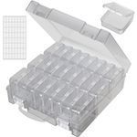 Bead Organizer Box, 24Pcs Small Plastic Craft Storage Organizer, Mini Rectangle Bead Storage Boxes with Hinged Lids for Beads Seeds Jewelry Rhinestones Crafts Small Items (1 Pack)