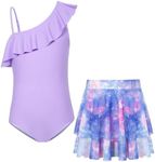 Girls One Piece Purple Swimsuits wi