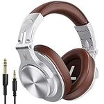 OneOdio A70 Bluetooth Over Ear Headphones, Studio Headphones with Shareport, Foldable, Wired and Wireless Professional Recording Headphones with Stereo Sound for Electric Drum Piano Guitar (Silver)