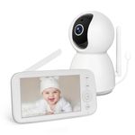 Hakaug Baby Monitor with Camera Night Vision Two-Way Talk 5-inch 720P Display 2X Digital Zoom,10 Lullabies, Temperature, Feeding Reminder