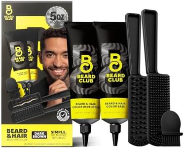 The Beard Club Permanent Hair and Beard Dye for Men – Professional Quality Mustache Dye, Hair Color for Men, Covers Grays, All in One Reusable 5 Minute Color Kit – Dark Brown