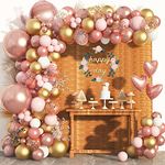 Rose Gold Balloon Arch Kit 150pcs Birthday Balloons for Women Girls Ladies Rose Gold Pink White Confetti Latex Balloons Garland for Baby Shower Bridal Wedding Anniversary Graduation Party Decoration