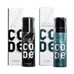 WILD STONE CODE Steel & Chrome Body Spray Combo For Men, 120 Ml Each (Pack Of 2, Scented)