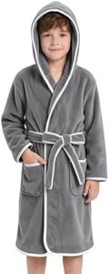 V.&GRIN Boys Towel Bathrobe Hooded, Super Absorbent Lightweight Robe(Grey11-12)