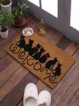 SWHF Doormat Mat for Front Door Entrance, Entryway Doormat with Non-Slip PVC Backing for Outdoor and Indoor Use, 14 x 24 Inch Coir Door Mats for Front Porch- 7Cats Welcome