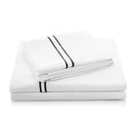 MALOUF 200 Thread Count Percale Hotel Bed Sheet Set, Black, Twin X-Large