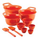 Rachael Ray Pantryware Mixing Bowl Measuring Cup and Utensil Set, 10 Piece, Orange