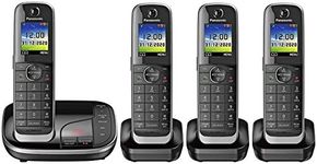 Panasonic KX-TGJ424EB Landline Phone Cordless, House phones, Automated Call Blocker, Answer machine, Colour Display, Quad Handset - Black