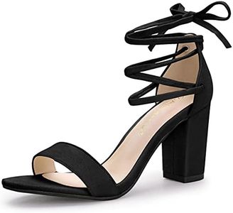 Allegra K Women's Strappy Heels Black Lace Up Chunky High Heels Sandal 7 M US