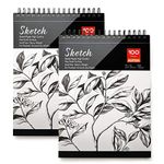 2 Pack Sketch Books, AGPtEK Art Drawing Pad, Drawing Paper 9 X 12 inch, 100 Sheets in Each Pack, 60lb/100g,Ideal for Watercolor, Acrylic Art, Sketching and Notebook