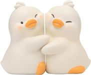 swabs® Adorable Face-to-Face Hug Duck Bookends, Unique Book Ends to Hold Books Creative Resin Book Holder Stopper for Home Office Desk Bookshelf Decoration