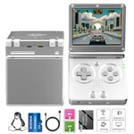 RG35XXSP Handheld Game Console RG35XXSP Clamshell Retro Game Console with 64G TF Card Portable Gaming Console with 3.5 inch IPS Screen 3300mAh Battery 5G WiFi Bluetooth HD and TV Output Silver