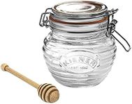 Kilner Honey Pot and Drizzler Spoon, 400ml, Transparent 01642