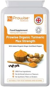 Turmeric Curcumin 720mg - 120 Capsules | Organic Turmeric and Black Pepper Capsules High Strength | Vegan & Vegetarian Turmeric Supplements by Prowise Healthcare