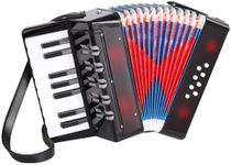 AIMEIS kids Accordion Mini Accordion 17 Piano key 8 Bass Button Accordian Education Musical Instrument for Beginner (Black)