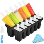 Popsicle Molds 12 Pieces Silicone Ice Pop Molds BPA Free Reusable Ice Cream Mold Easy Release popsicle maker with Silicone Funnel and Cleaning Brush, Black