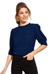 Lymio Women's Regular Top (D-528-Blue- Blue XS),D-528-Blue-XS