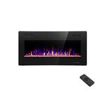 R.W.FLAME 36 inch Recessed and Wall Mounted,The Thinnest Electric Fireplace,Low Noise, Fit for 2 x 4 and 2 x 6 Stud, Remote Control with Timer,Touch Screen,Adjustable Flame Color and Speed