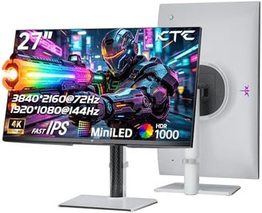 KTC 27 Inch 4K QD-Mini LED Gaming Monitor, Dual Mode (UHD 72Hz/FHD 144Hz) 3840x2160 Monitor with Fast IPS, HDR1000, Adaptive-Sync, HDMI & DP, VESA, Height/Pivot/Swivel/Tilt Adjustable, White, M27U6