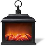 A Cheerful Giver – Black Flameless Fireplace Lantern – Indoor/Outdoor Fire Lamp – Fall and Winter Decor