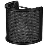 Microphone Pop Filter Metal Mesh and Foam Layer Mic Cover Handheld Microphone Windscreen Wind Screen Mount for Vocal Recording, YouTube Videos, Streaming, Black